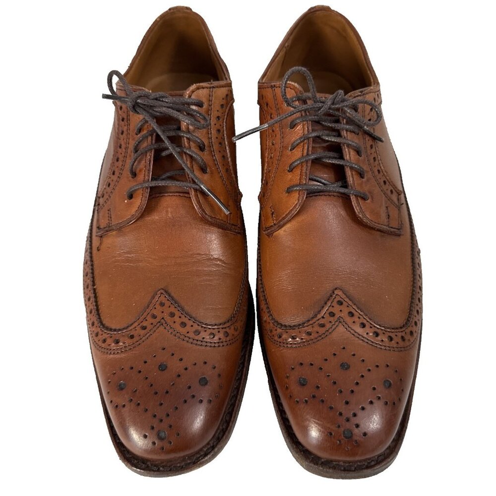 Allen Edmonds Leiden Men's Leather Shoes 9D Wingtip Oxford USA Brown Lace Up‎